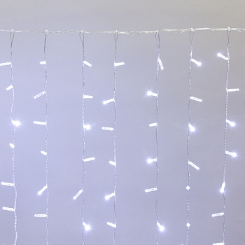 Гирлянда светодиодная Занавес 2х1,5м 300 LED БЕЛЫЙ прозрачный ПВХ IP65 постоянное свечение 230В блок в комплекте NEON-NIGHT