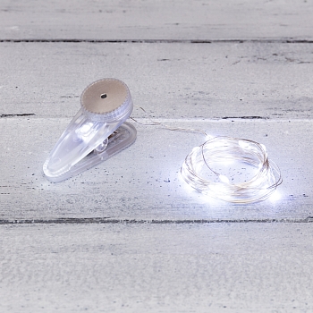 Гирлянда светодиодная Роса с прищепкой 3м, 30LED, БЕЛЫЙ, IP20, 2хCR2032 в комплекте NEON-NIGHT