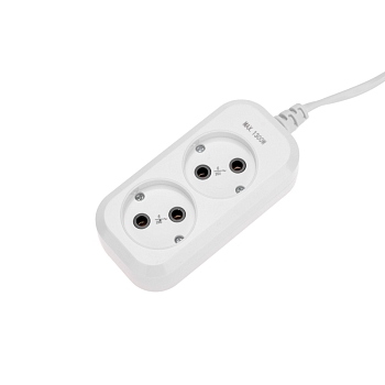 Удлинитель 2 гнезда, 3м, 2х0,75мм², б/з, белый PROconnect