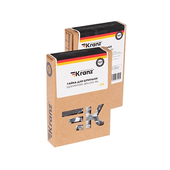 Гайка для шпильки удлиненная М6, 1.0х10х18, короб (20 шт/уп) KRANZ