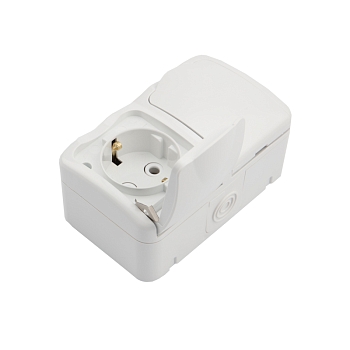 Блок горизонтальный 2 розетки Mini OG IP54 с/з, о/у, белый KRANZ