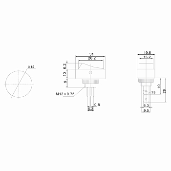 Выключатель клавишный овальный 12В 30А (3с) ON-OFF черный с красной подсветкой REXANT