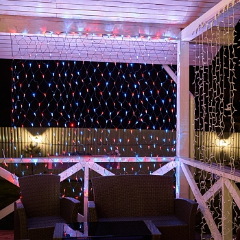 Гирлянда светодиодная Сеть 2,5х2,5м 432 LED КРАСНЫЙ/СИНИЙ черный ПВХ IP65 свечение с динамикой 230В контроллер в комплекте NEON-NIGHT