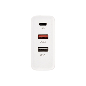 Сетевое зарядное устройство 2xUSB+USB Type-С, переходник + адаптер, 48W белое REXANT