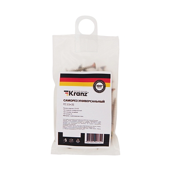 Саморез универсальный 3,5х35 мм, желтый цинк, пакет (50 шт/уп) KRANZ