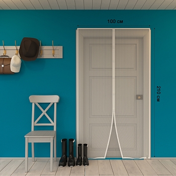 Дверная антимоскитная сетка 210х100см, с магнитами по всей длине, белая REXANT