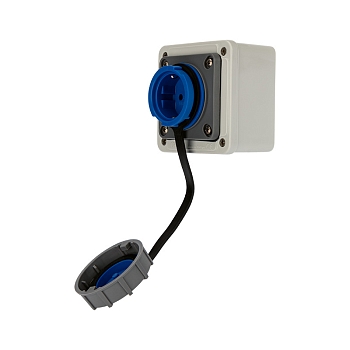 Розетка влагозащищенная настенная с крышкой 1 гнездо, 2Р+РЕ, 16А, IP68, серая REXANT